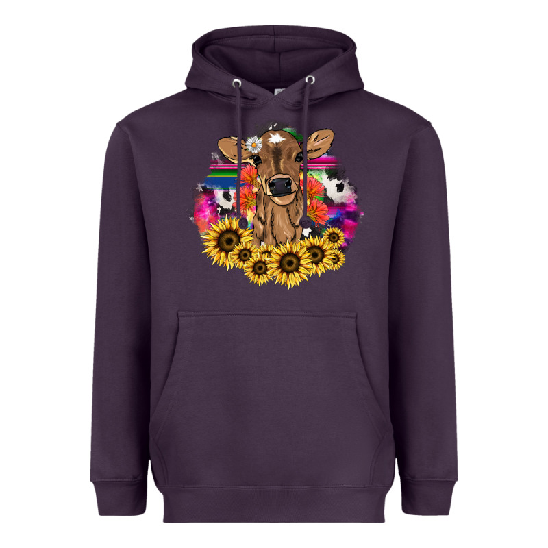 Baby Cow Flower Heavyweight Hoodie by HowdyJamesFarm | Teevron