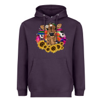 Plum Baby Cow flower Heavyweight Hoodie - HowdyJamesFarm