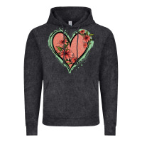 Pink Glitter Floral Heart Vintage Hoodie | Teevron