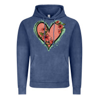 Vintage Denim Pink Glitter Floral Heart Vintage Hoodie - Jasminsmagicworld