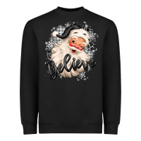 Black believe buffalo plaid white christmas santa claus Heavyweight Sweatshirt - MaliasSmallBusiness