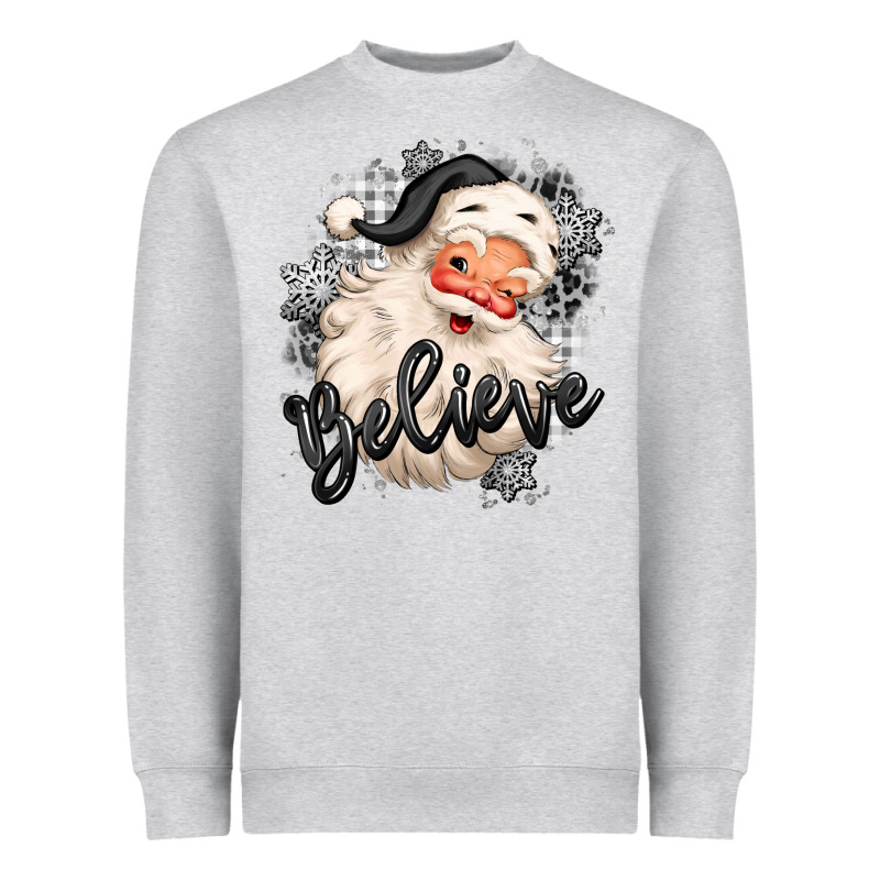 Believe Buffalo Plaid White Christmas Santa Claus Heavyweight Sweatshirt by MaliasSmallBusiness | Teevron