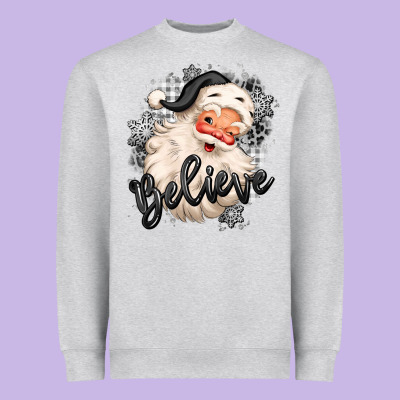 Believe Buffalo Plaid White Christmas Santa Claus Heavyweight Sweatshirt Designed By Maliassmallbusiness