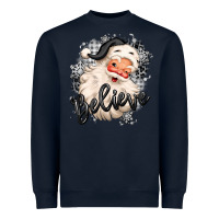 Navy believe buffalo plaid white christmas santa claus Heavyweight Sweatshirt - MaliasSmallBusiness