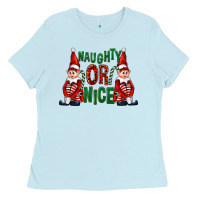 Baby Blue Naughty or nice christmas elfs Ladies Tee - FaDigitalArtStudio