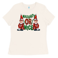 Bone Naughty or nice christmas elfs Ladies Tee - FaDigitalArtStudio