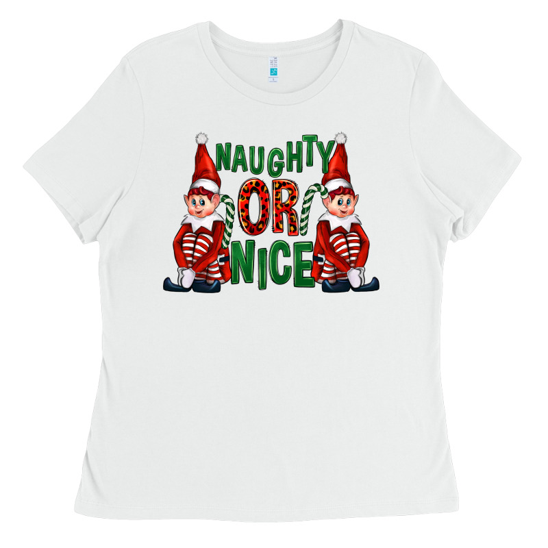 Naughty Or Nice Christmas Elfs Ladies Tee by FaDigitalArtStudio | Teevron