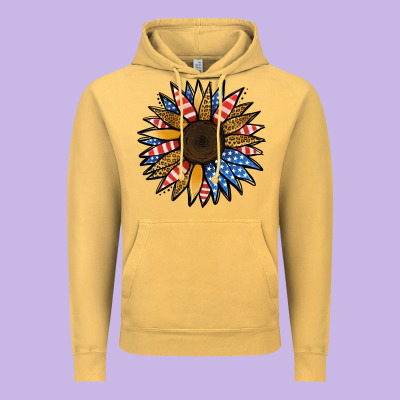 Patriotic Sunflower Vintage Hoodie Designed By Jasminsmagicworld