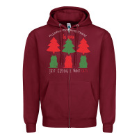 Burgundy All Want For Christmas is You Just Kidding I Want Cats Zipper Hoodie - Bettercallsaul