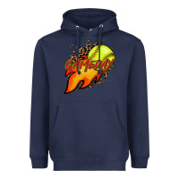 Navy Softball game day leopard fire and ball Heavyweight Hoodie - HowdyJamesFarm