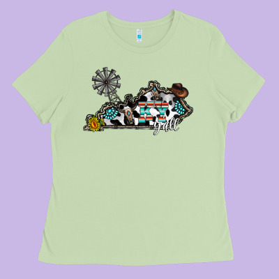 Ky Yall Western Ladies Tee Designed By Cowhidedigitalart