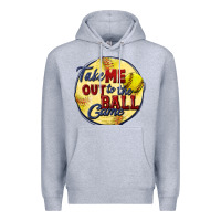Heather Grey take me out to the ball game softball Premium Hoodie - CowGirlArtShop
