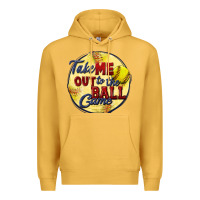 Mustard take me out to the ball game softball Premium Hoodie - CowGirlArtShop