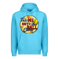 Ocean Blue take me out to the ball game softball Premium Hoodie - CowGirlArtShop