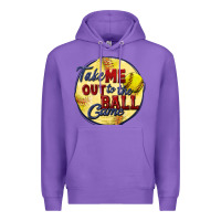 Purple take me out to the ball game softball Premium Hoodie - CowGirlArtShop