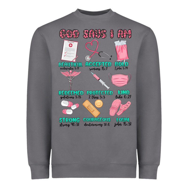 God Says I Am Nurse Heavyweight Sweatshirt by MaliasSmallBusiness | Teevron