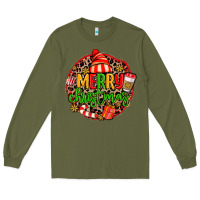 Army Green merry leopard merry christmas Long Sleeve Tee - MaliasSmallBusiness