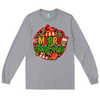 Heather Grey merry leopard merry christmas Long Sleeve Tee - MaliasSmallBusiness