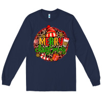 Navy merry leopard merry christmas Long Sleeve Tee - MaliasSmallBusiness
