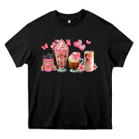 Black floral coffee cups Heavy Core Tee - JahusDesignShop