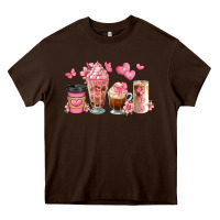 Chocolate Brown floral coffee cups Heavy Core Tee - JahusDesignShop