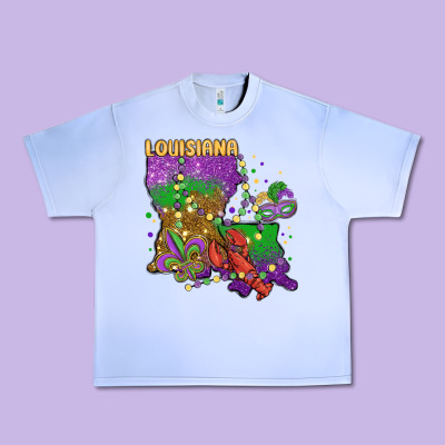 Mardi Gras Louisiana Map Urban Heavy Tee Designed By Maliassmallbusiness