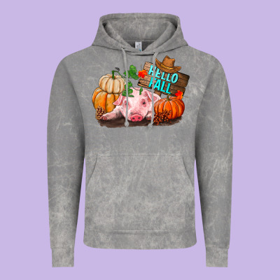 Hello Fall Pig Vintage Hoodie Designed By Ranaportraitstore