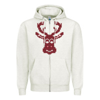 Oatmeal Heather Christmas Deer Ugly Zipper Hoodie - Bettercallsaul