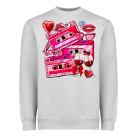 Heather Grey valentines day cassette Heavyweight Sweatshirt - NancyCooperArtShop