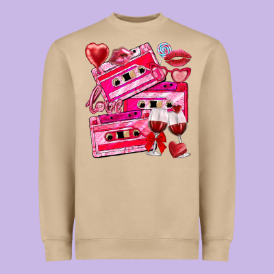 Valentines Day Cassette Heavyweight Sweatshirt Designed By Nancycooperartshop