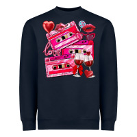 Navy valentines day cassette Heavyweight Sweatshirt - NancyCooperArtShop