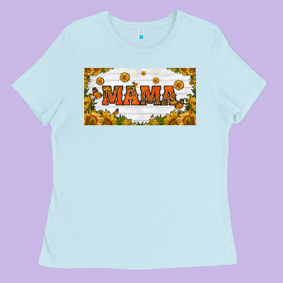 Sunflowers And Butterflies Mama License Plate Ladies Tee Designed By Hra Design Shop