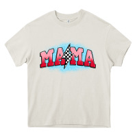 Cream mama lightning bolt Heavy Core Tee - JahusDesignShop