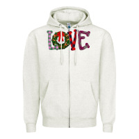 Oatmeal Heather Love Christmas Zipper Hoodie - Bettercallsaul