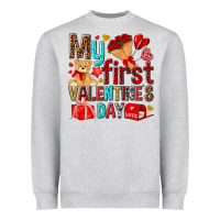 Heather Grey my first valentines day Heavyweight Sweatshirt - NancyCooperArtShop