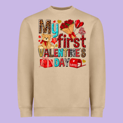 My First Valentines Day Heavyweight Sweatshirt Designed By Nancycooperartshop