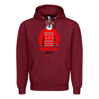 Burgundy Christmas Buldog Zipper Hoodie - Bettercallsaul
