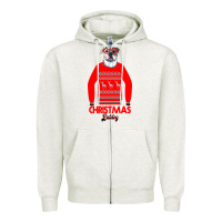 Oatmeal Heather Christmas Buldog Zipper Hoodie - Bettercallsaul