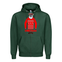 Sports Green Christmas Buldog Zipper Hoodie - Bettercallsaul