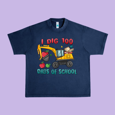 I Dig 100 Days Of School Excavator Urban Heavy Tee Designed By Maliassmallbusiness