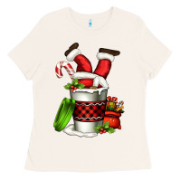 Bone Santa claus in a coffee cup Ladies Tee - FaDigitalArtStudio