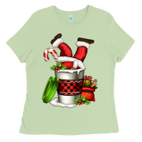 Matcha Santa claus in a coffee cup Ladies Tee - FaDigitalArtStudio