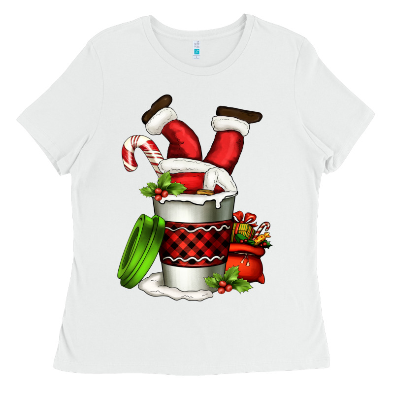 Santa Claus In A Coffee Cup Ladies Tee by FaDigitalArtStudio | Teevron