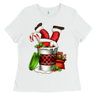 White Santa claus in a coffee cup Ladies Tee - FaDigitalArtStudio