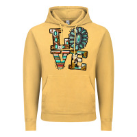 Vintage Mustard Turquoise Love Vintage Hoodie - Jasminsmagicworld