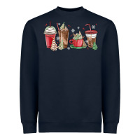 Navy christmas tree cake and coffee cups Heavyweight Sweatshirt - MaliasSmallBusiness