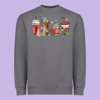 Christmas Tree Cake And Coffee Cups Heavyweight Sweatshirt Designed By Maliassmallbusiness