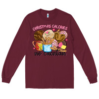 Burgundy christmas calories no cuentan Long Sleeve Tee - MaliasSmallBusiness