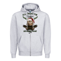 Heather Grey All I Want For Christmas Is You Just Kidding I Want Cats Zipper Hoodie - Bettercallsaul