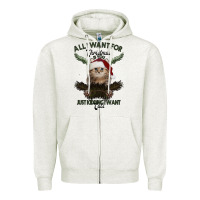 Oatmeal Heather All I Want For Christmas Is You Just Kidding I Want Cats Zipper Hoodie - Bettercallsaul